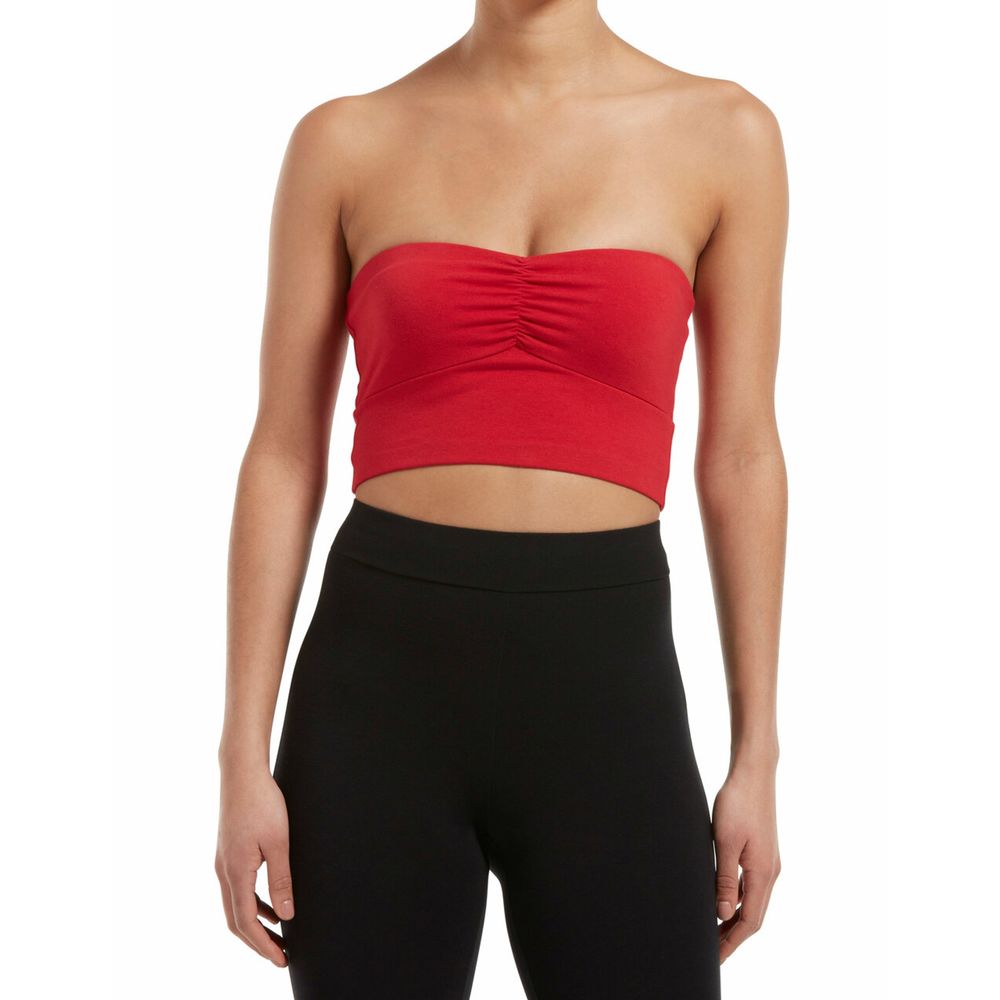 Hue Women's Ruched Blackout Cotton Midriff Bandeau Tube Halter Top
